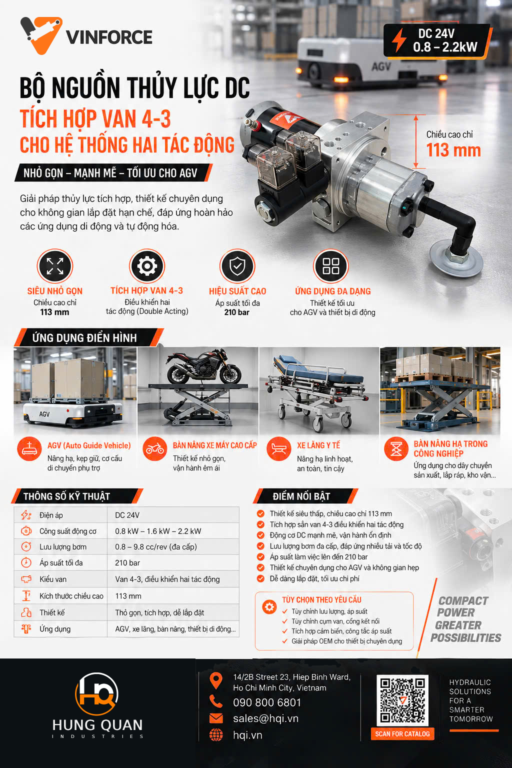 bộ nguồn thủy lực mini cho AGV